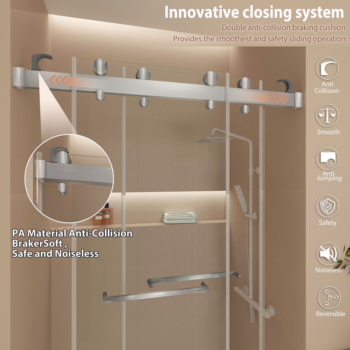 Double Sliding Door Frameless Corner Shower Enclosure with 5/16 in. Tempered Glass