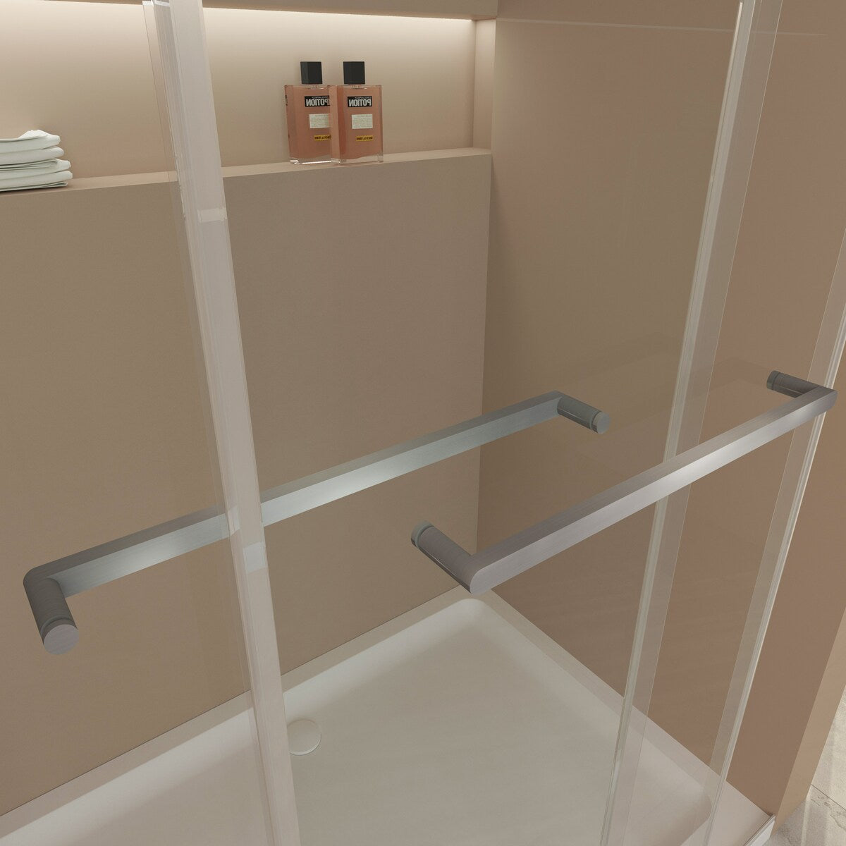 Double Sliding Door Frameless Corner Shower Enclosure with 5/16 in. Tempered Glass