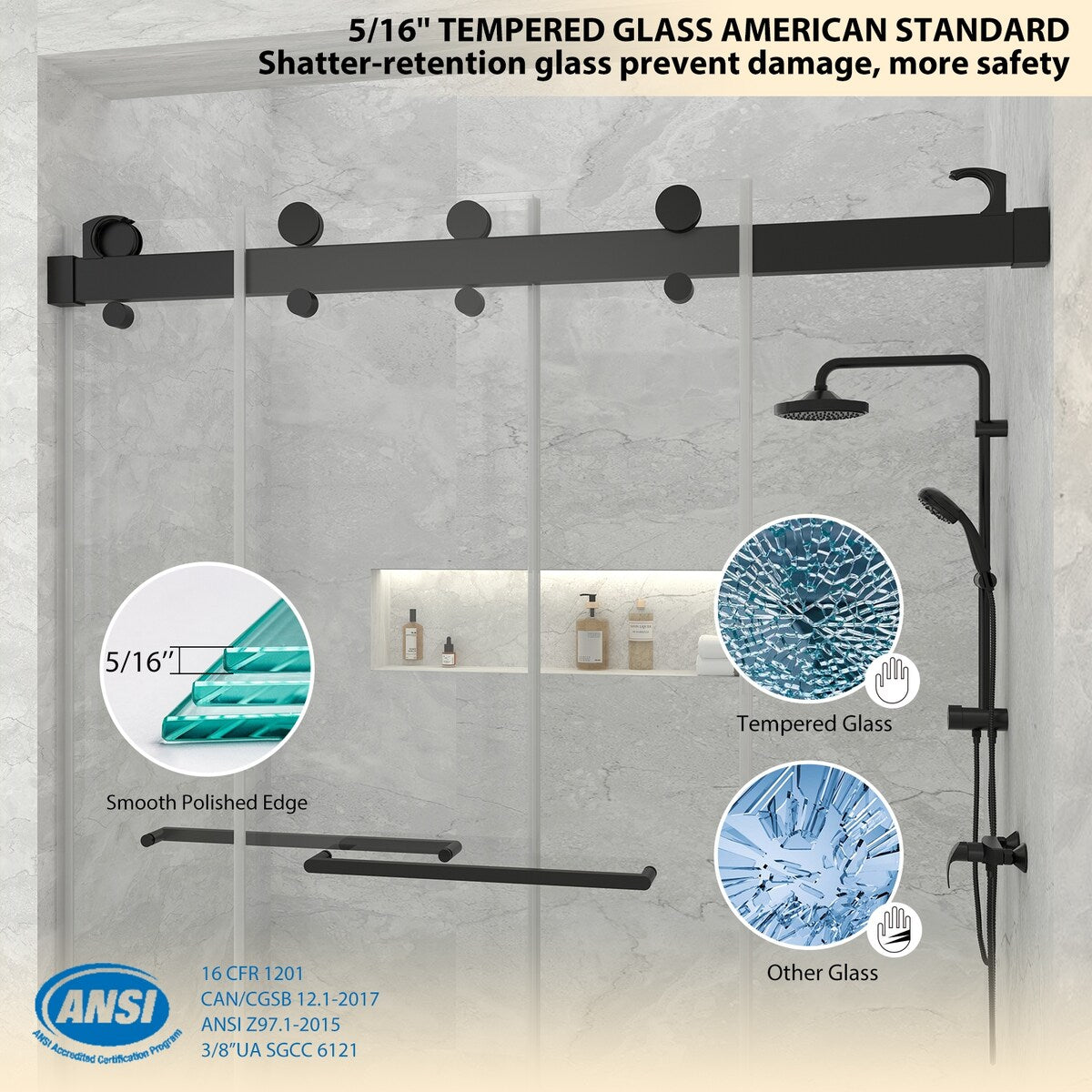 Double Sliding Door Frameless Corner Shower Enclosure with 5/16 in. Tempered Glass