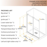 Double Sliding Door Frameless Corner Shower Enclosure with 5/16 in. Tempered Glass