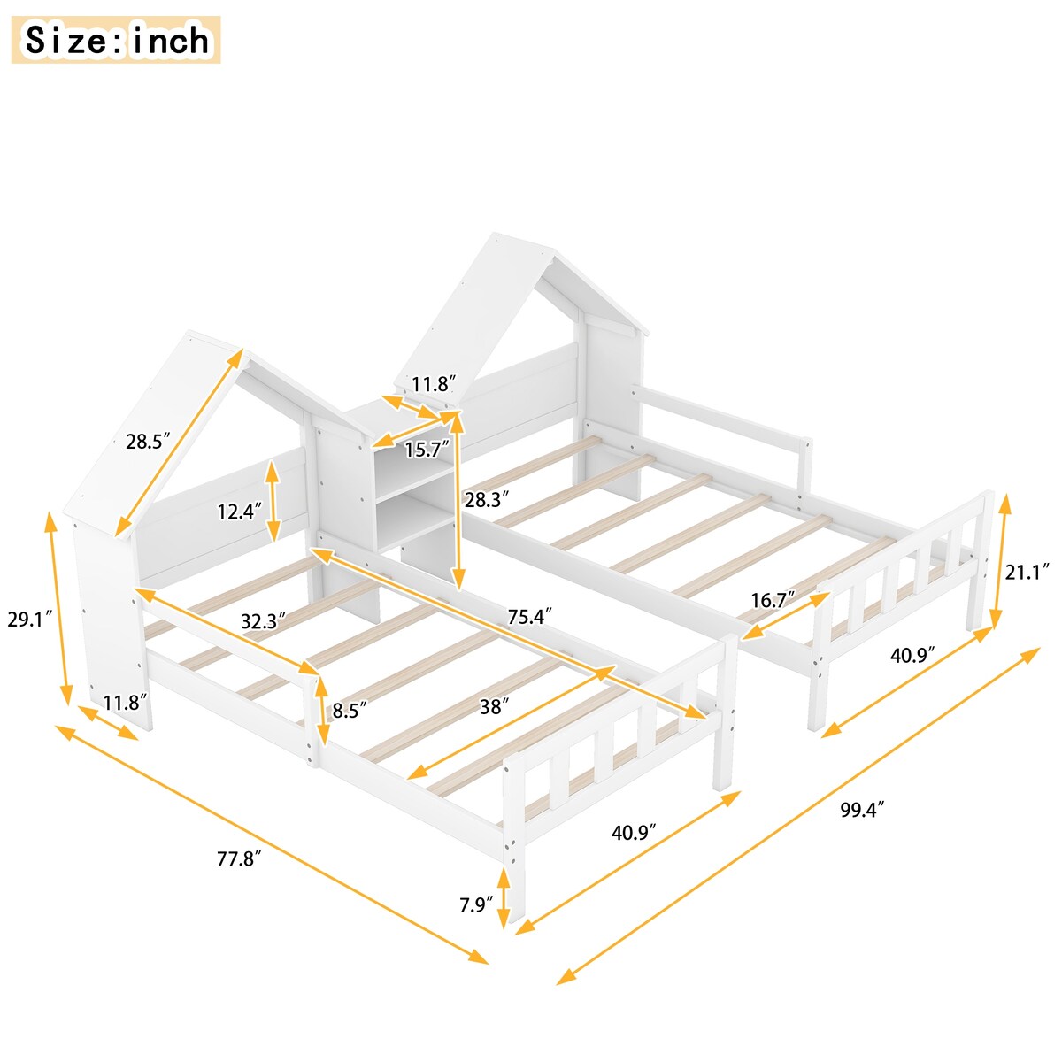 Double Twin Size Platform Bed