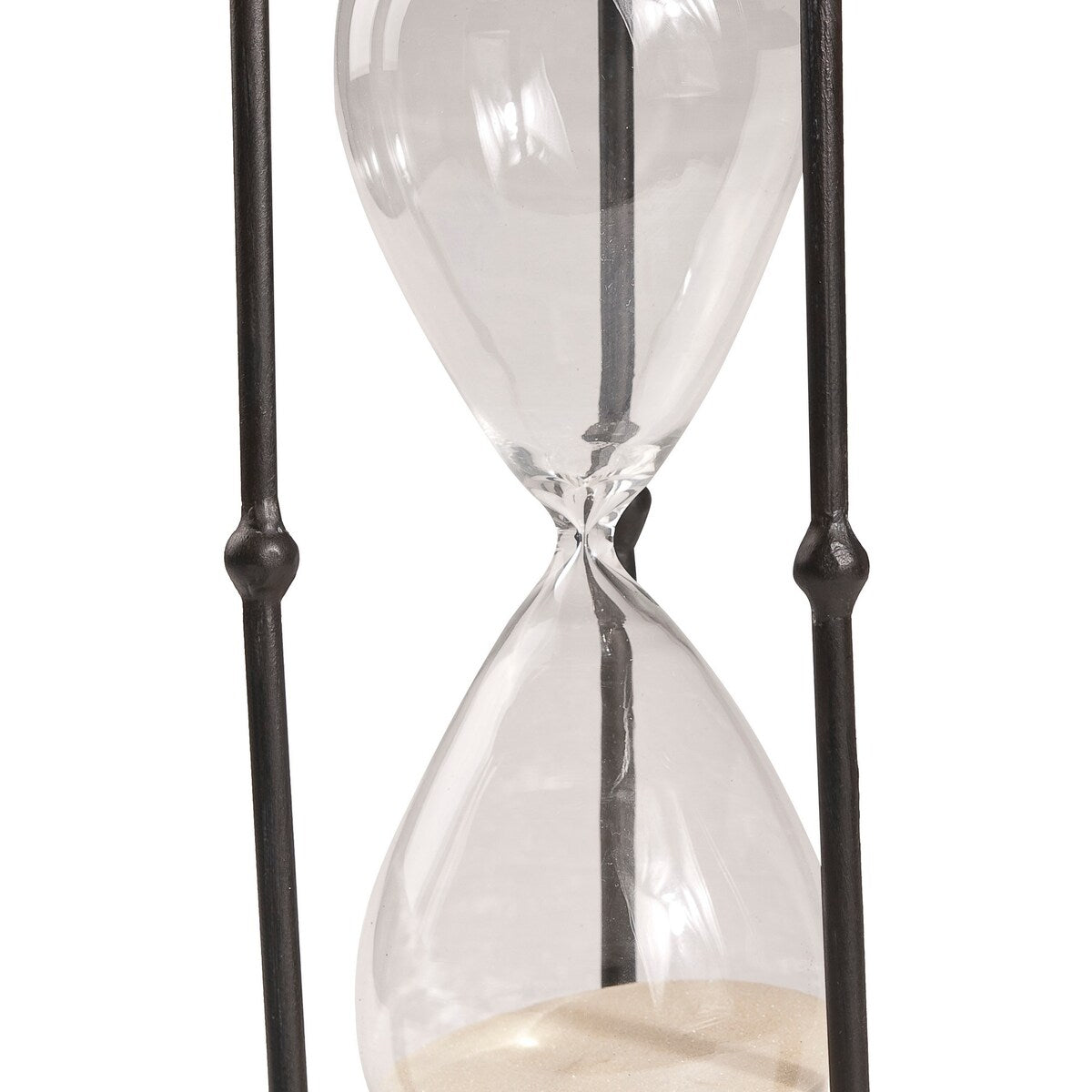 Doug 17 Inch 60 Minute Sand Hourglass with Elegant Iron Stand, Black, White