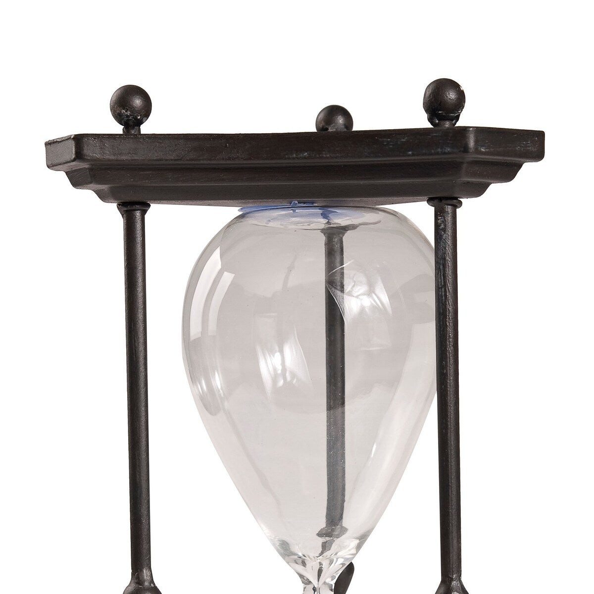 Doug 17 Inch 60 Minute Sand Hourglass with Elegant Iron Stand, Black, White