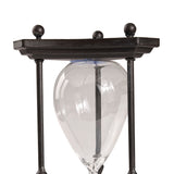 Doug 17 Inch 60 Minute Sand Hourglass with Elegant Iron Stand, Black, White