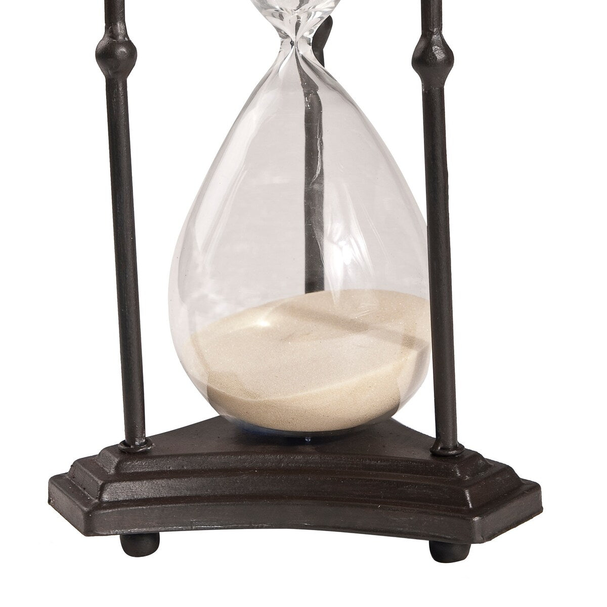 Doug 17 Inch 60 Minute Sand Hourglass with Elegant Iron Stand, Black, White