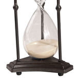 Doug 17 Inch 60 Minute Sand Hourglass with Elegant Iron Stand, Black, White