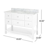 Douvier Contemporary 48" Wood Single Sink Bathroom Vanity with Carrera Marble Top by Christopher Knight Home