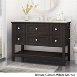 Douvier Contemporary 48" Wood Single Sink Bathroom Vanity with Carrera Marble Top by Christopher Knight Home