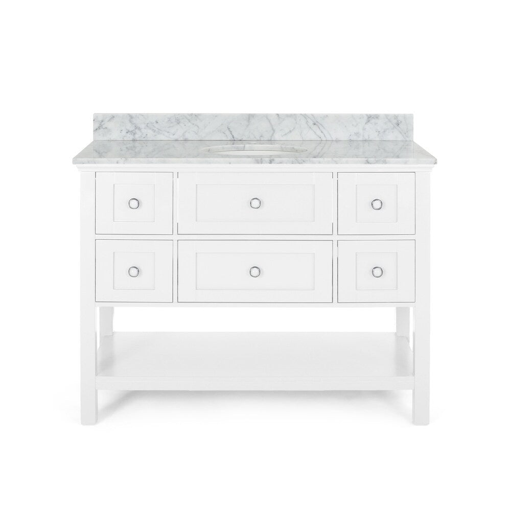 Douvier Contemporary 48" Wood Single Sink Bathroom Vanity with Carrera Marble Top by Christopher Knight Home