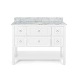 Douvier Contemporary 48" Wood Single Sink Bathroom Vanity with Carrera Marble Top by Christopher Knight Home