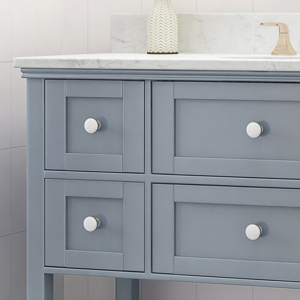 Douvier Contemporary 48" Wood Single Sink Bathroom Vanity with Carrera Marble Top by Christopher Knight Home