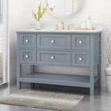Douvier Contemporary 48" Wood Single Sink Bathroom Vanity with Carrera Marble Top by Christopher Knight Home