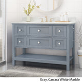 Douvier Contemporary 48" Wood Single Sink Bathroom Vanity with Carrera Marble Top by Christopher Knight Home
