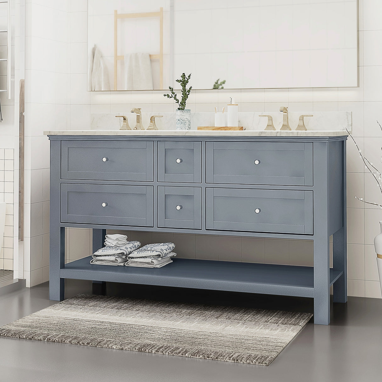 Douvier Wood Double Sink Bathroom Vanity by Christopher Knight Home
