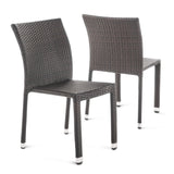 Dover Outdoor Wicker Aluminum Stacking Dining Chair (Set of 2) by Christopher Knight Home