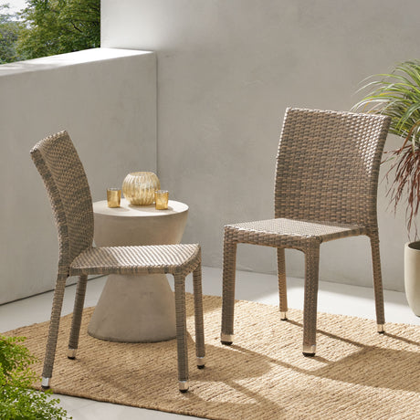 Dover Outdoor Wicker Aluminum Stacking Dining Chair (Set of 2) by Christopher Knight Home
