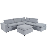 Down Filled Upholstered Sectional Sofa Set with Wide Armrests