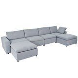 Down Filled Upholstered Sectional Sofa Set with Wide Armrests