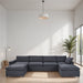 Down Filled Upholstered Sectional Sofa Set with Wide Armrests