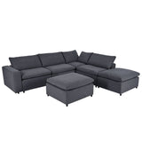 Down Filled Upholstered Sectional Sofa Set with Wide Armrests