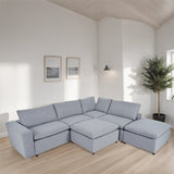 Down Filled Upholstered Sectional Sofa Set with Wide Armrests