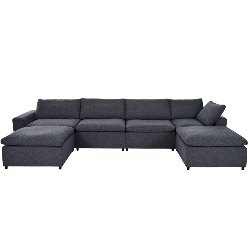 Down Filled Upholstered Sectional Sofa Set with Wide Armrests