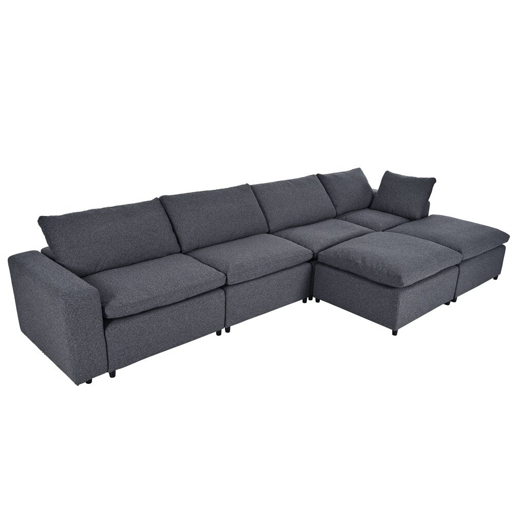 Down Filled Upholstered Sectional Sofa Set with Wide Armrests