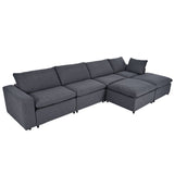 Down Filled Upholstered Sectional Sofa Set with Wide Armrests