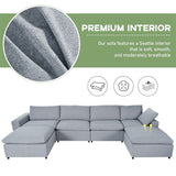 Down Filled Upholstered Sectional Sofa Set with Wide Armrests