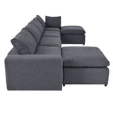Down Filled Upholstered Sectional Sofa Set with Wide Armrests