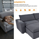 Down Filled Upholstered Sectional Sofa Set with Wide Armrests