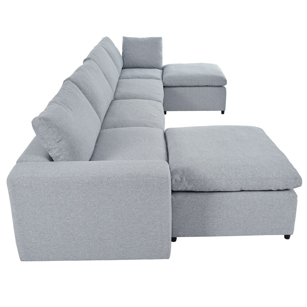 Down Filled Upholstered Sectional Sofa Set with Wide Armrests