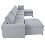 Down Filled Upholstered Sectional Sofa Set with Wide Armrests