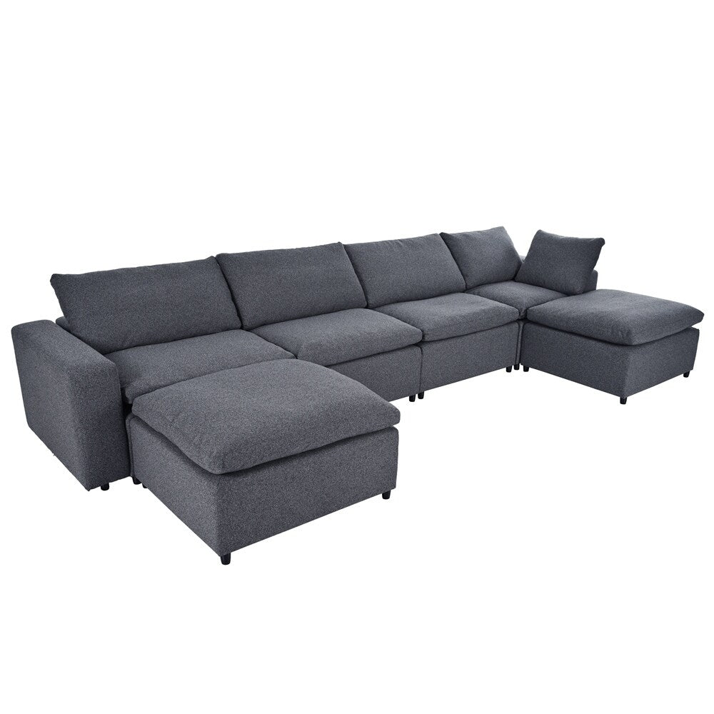 Down Filled Upholstered Sectional Sofa Set with Wide Armrests