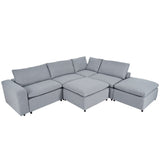 Down Filled Upholstered Sectional Sofa Set with Wide Armrests