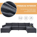 Down Filled Upholstered Sectional Sofa Set with Wide Armrests