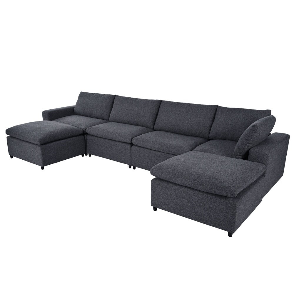 Down Filled Upholstered Sectional Sofa Set with Wide Armrests