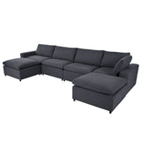 Down Filled Upholstered Sectional Sofa Set with Wide Armrests