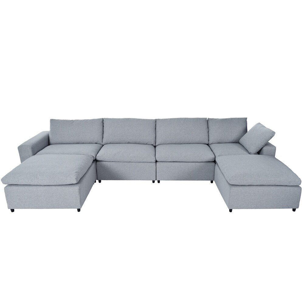 Down Filled Upholstered Sectional Sofa Set with Wide Armrests