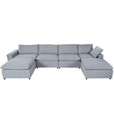 Down Filled Upholstered Sectional Sofa Set with Wide Armrests