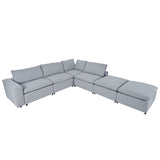 Down Filled Upholstered Sectional Sofa Set with Wide Armrests