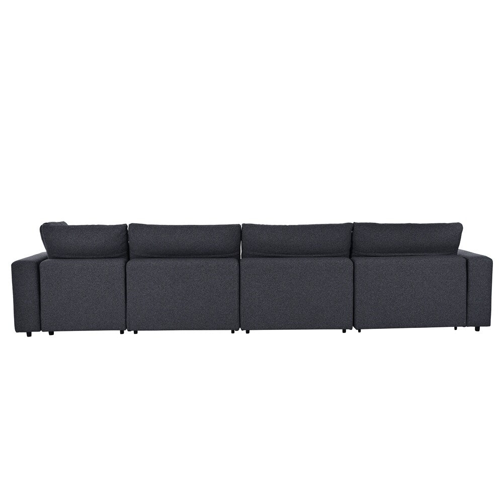 Down Filled Upholstered Sectional Sofa Set with Wide Armrests