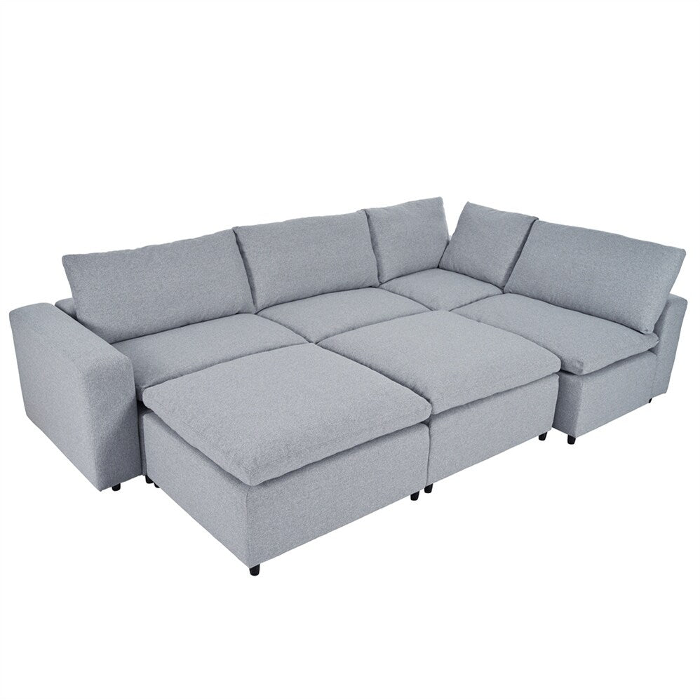 Down Filled Upholstered Sectional Sofa Set with Wide Armrests