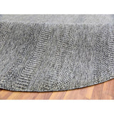 Downing Stone Gray Pure Sustainable Textile Modern Tone on Tone Grass Design Undyed Extra Soft Wool Hand Knotted Round Rug 8'x8'