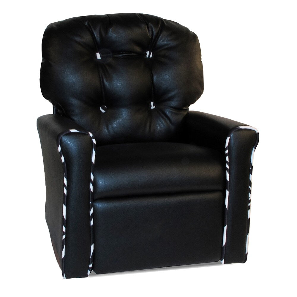 Dozydotes 4-button Black Leather-like/Zebra-accent Rocker Recliner