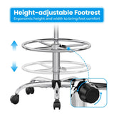 Drafting Chair with Back, Adjustable Foot Rest Rolling Stool, Multi-Purpose Office Desk Chair, Thick Seat Cushion