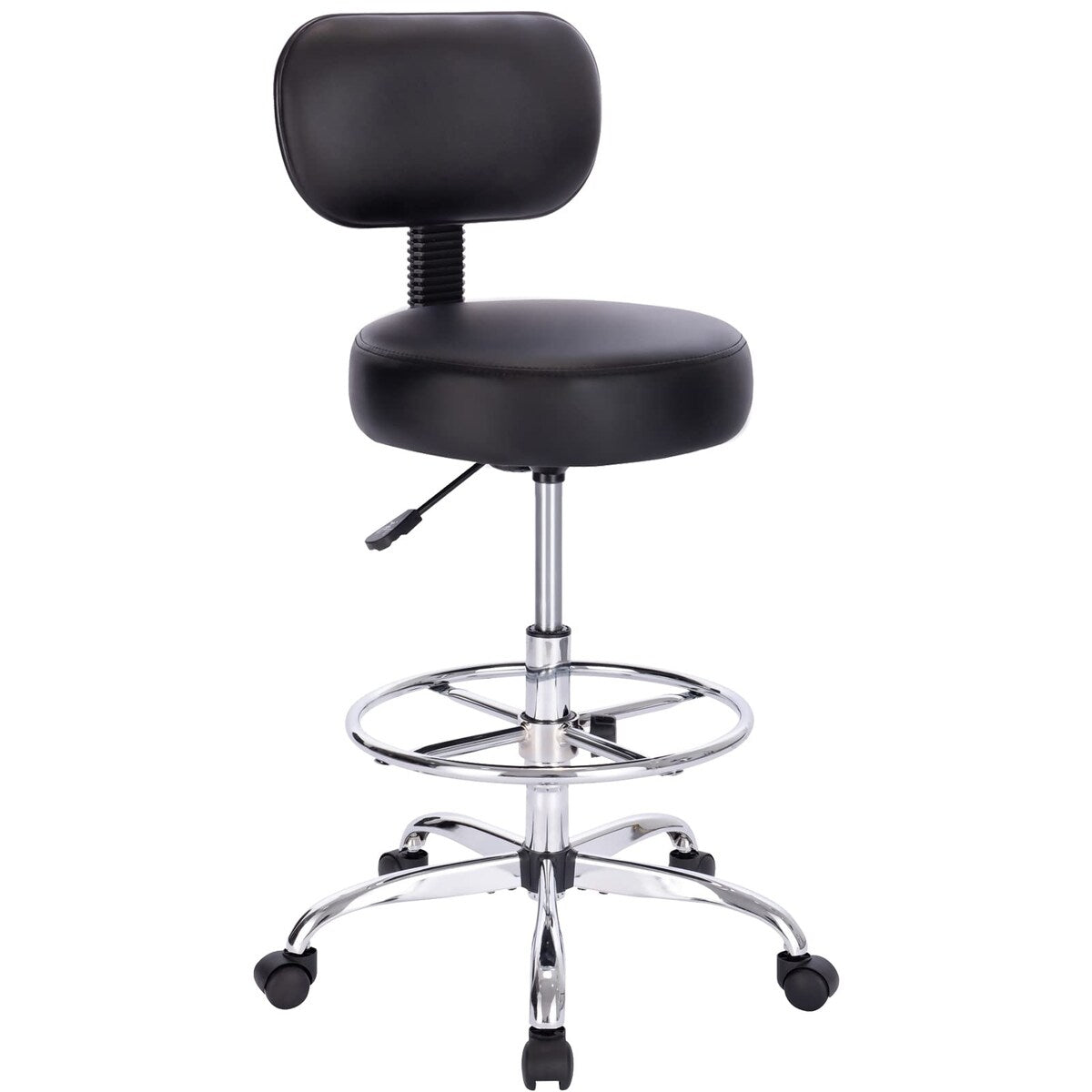 Drafting Chair with Back, Adjustable Foot Rest Rolling Stool, Multi-Purpose Office Desk Chair, Thick Seat Cushion