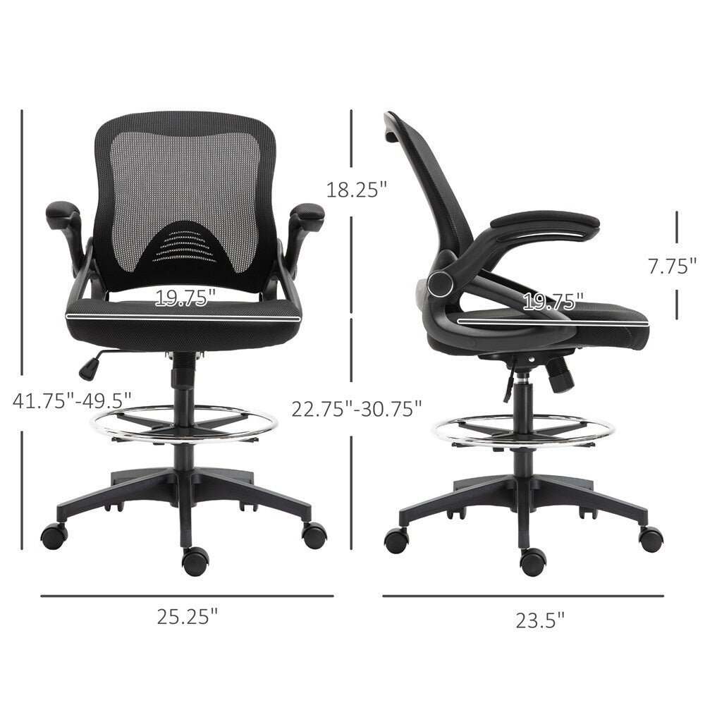 Drafting Chair,Tall Office Chair with Lumbar Support,Flip-Up Armrests