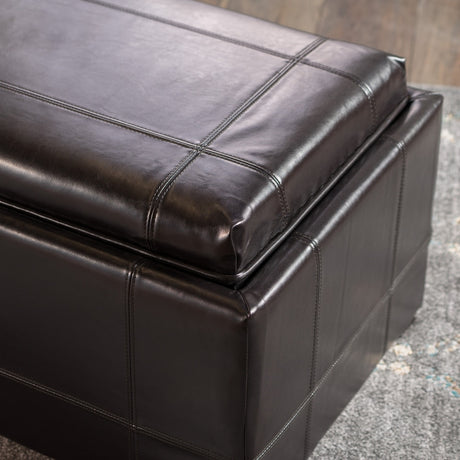 Drake 3-piece Bonded Leather Tray Top Nested Storage Ottoman Bench by Christopher Knight Home