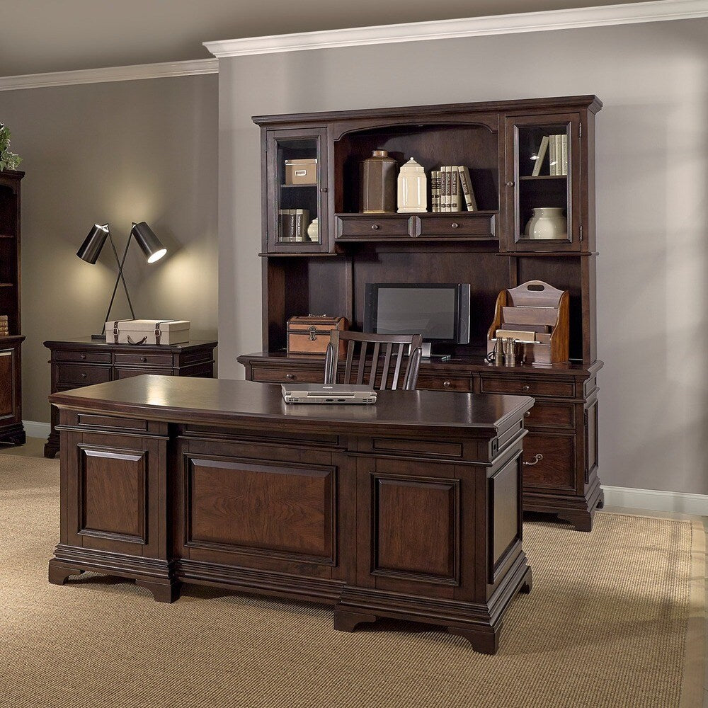 Drake 72-inch Executive Desk, Credenza with Hutch, Lateral File and Chair
